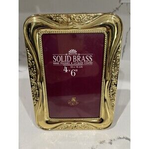 VTG Brass Hand Polished & Lacquered Coated 4x6 Photo Frame-